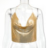 Womens Metallic Sequin Camisole Top