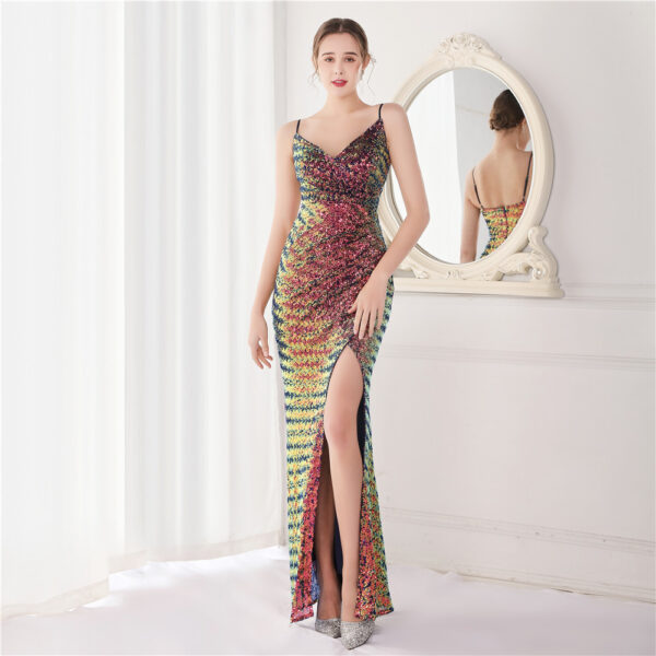 Sequined Fishtail Event Banquet Car Model Etiquette Evening Dress