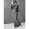 Loose Casual Solid Color Long Sleeve Dress Two-piece Set