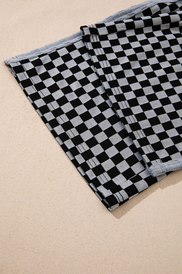 99128544-c2326412207ed9c1.jpg White Checkerboard Drawstring Waist Casual Pants