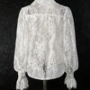 Lantern Sleeve Bow Tie Lace Embroidered Shirt