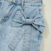 Beau Blue Bow Detail Denim Shorts with Pockets