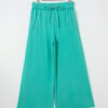 Sea Green Mineral Wash Drawstring Elastic Waist Raw Hem Loose Pants