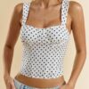 Polka-dot Printed Underwire Camisole For Parties And Dates