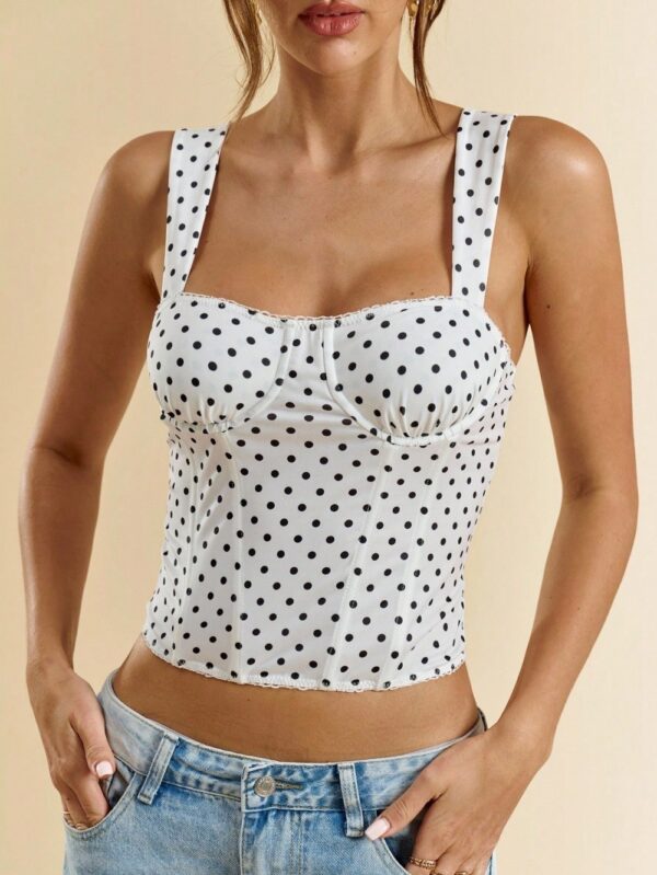 Polka-dot Printed Underwire Camisole For Parties And Dates