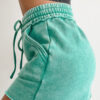 Rose Red Mineral Washed Drawstring Elastic Waist Raw Cut Shorts
