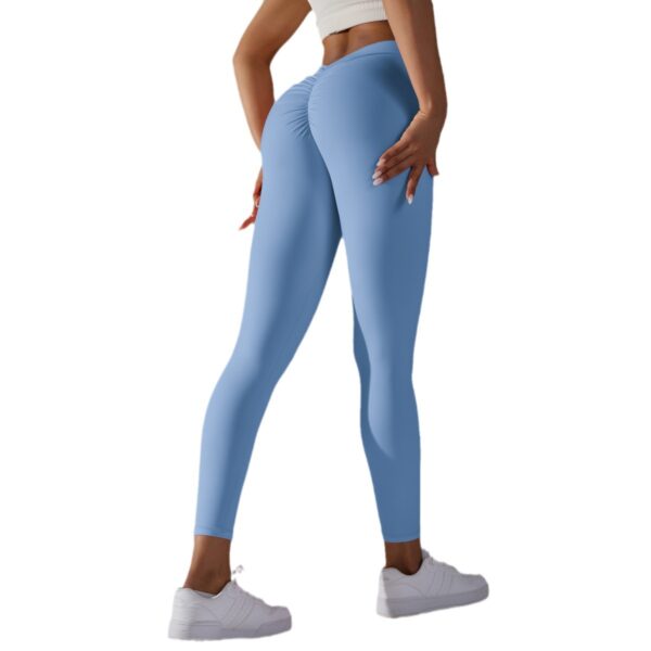 Brushed V Waist Pleated Solid Color Yoga Pants