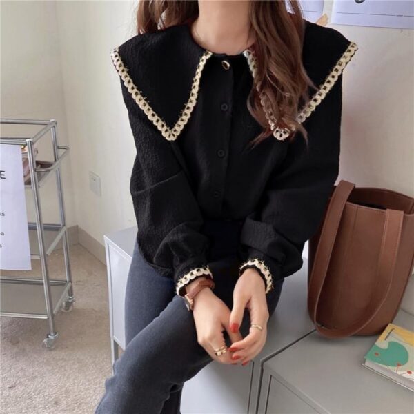 Relaxed-fit Doll-collar Blouse For Women Featuring A Casual Fit Inspired By Designer Styles