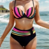 New Color Striped Swimsuit Printed Bikini Split Swimsuit For Women