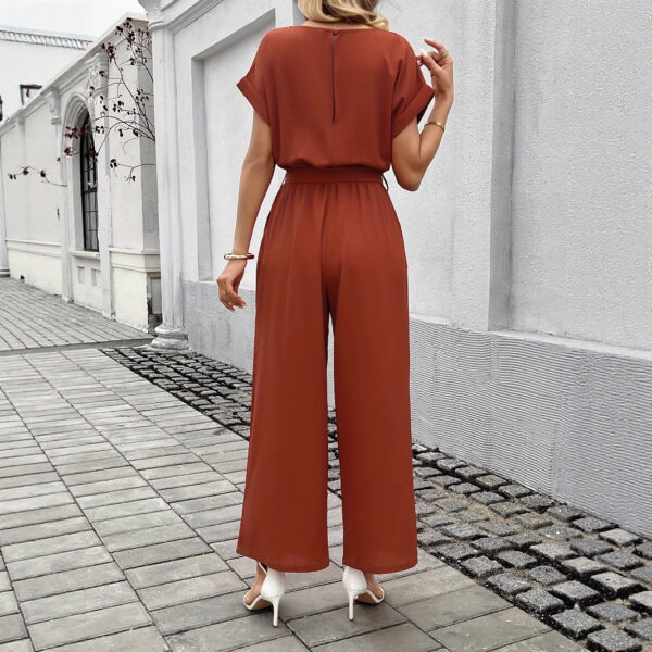 d76815fc-45d1-41ca-b9c2-5c3941061518.jpg Women's Fashion Solid Color With Belt Round Neck Jumpsuit