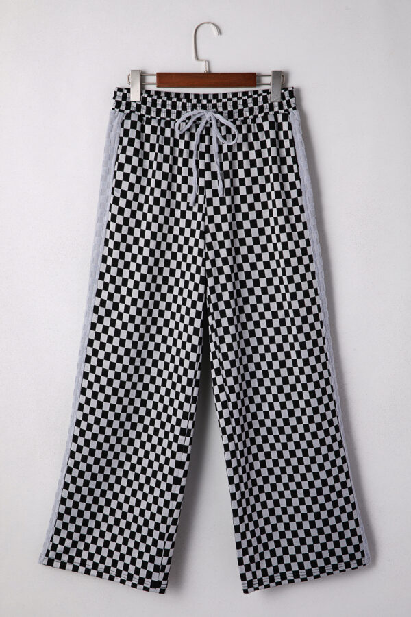 99128541-de145be8b357c419.jpg White Checkerboard Drawstring Waist Casual Pants