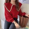 Relaxed-fit Doll-collar Blouse For Women Featuring A Casual Fit Inspired By Designer Styles