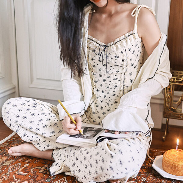 Sweet Camisole Three-Piece Loungewear Set For Women