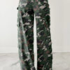 Green Camo Cargo Wide Leg Pants