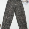 Black Leopard Print High Waist Barrel Jeans