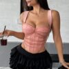 Contrast-color Padded Underwire Bra Vest