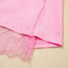 Pink Eyelash Floral Lace Patchwork Half Sleeve Oversize Tee