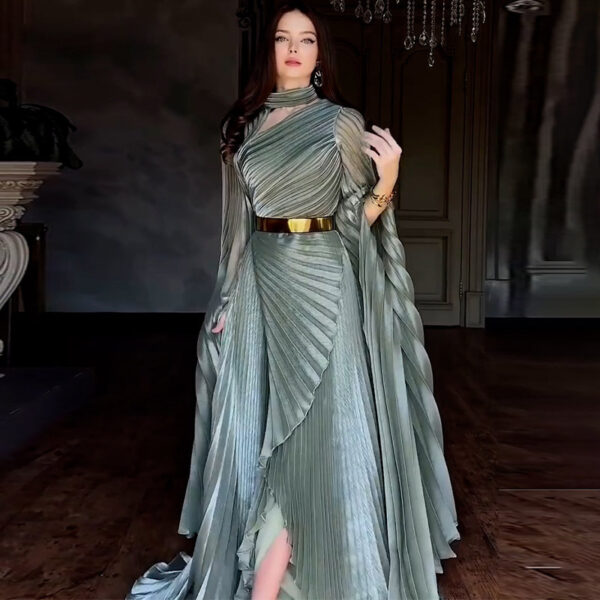 Shawl Split Graceful Formal Belt Dress