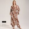 Leopard Print Satin Pajamas For Women Single Robe Style Nightgown Loungewear