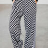 99128537-ed56070a03cf6279.jpg White Checkerboard Drawstring Waist Casual Pants