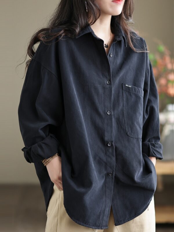 Womens Casual Loose-fitting Long-sleeve Blouse