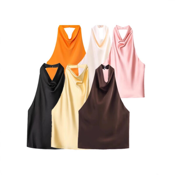 Womens Silk Satin Elegant Halterneck Tank Top