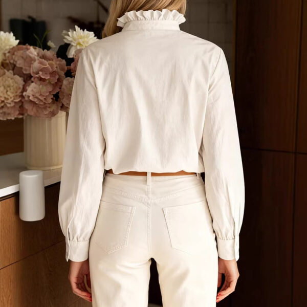 Women's Solid-Colored Patchwork Single-Breasted Casual Shirt