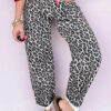 Black Leopard Print Barrel Jeans