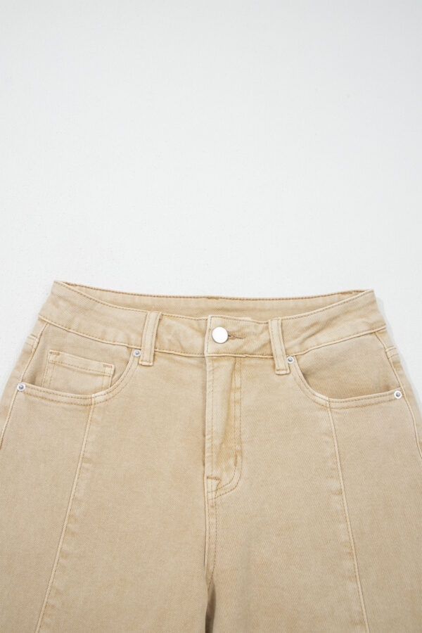 99816243-f5a9ad5f318dd3a9.jpg Apricot Solid Color Seamed Center Wide Leg Cropped Jeans