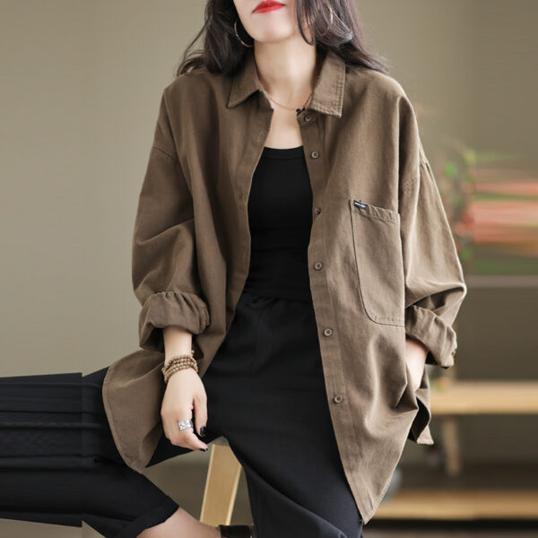 Womens Casual Loose-fitting Long-sleeve Blouse