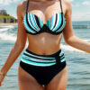 New Color Striped Swimsuit Printed Bikini Split Swimsuit For Women