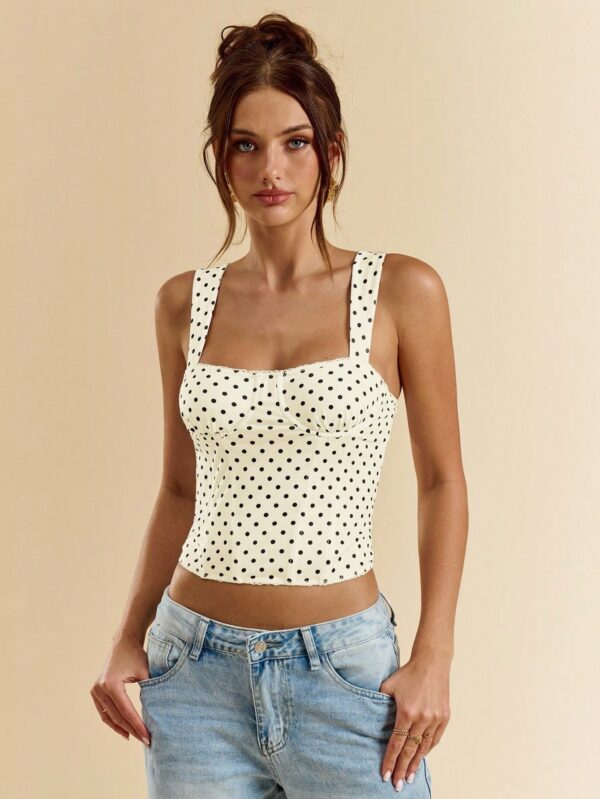 Polka-dot Printed Underwire Camisole For Parties And Dates