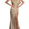 Women's New Banquet Side Sequin Evening Dress
