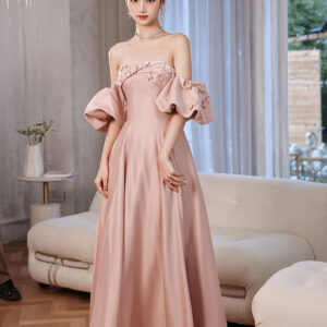 Tube Top Ladies Banquet Long Host Art Examination Evening Dress