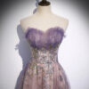 Tube Top Evening Dress Female Purple Trailing Dress