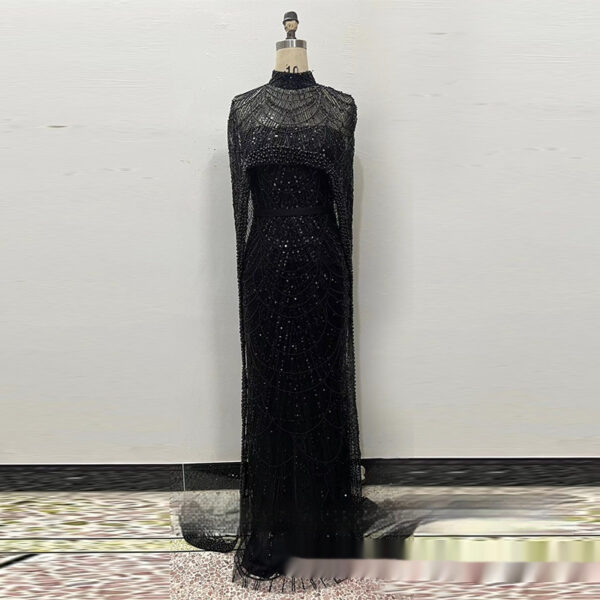 Pearl Embroidery Material Evening Party Dress