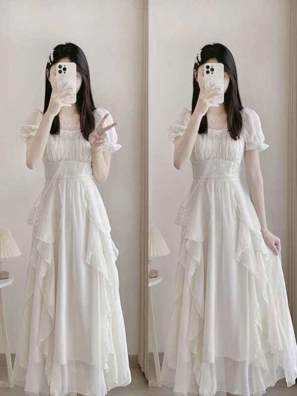 French White Luxury Fairy Dress Girl
