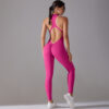 Solid Beauty-back Long Pants Bodysuit Women Sports Clothing