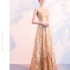 Elegant Long Golden Evening Dress Banquet