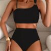 Women's Minimalist Asymmetrical Split Style Quick Drying Bikini Swimsuit