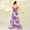 Chest-wrapped Off-neck Slim-fit Waist Trimming Printing Banquet Large Swing Evening Dress