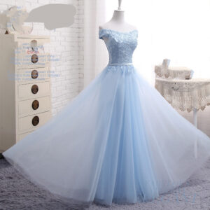 Long Blue Bridesmaid Sisters Dress One-shoulder Evening Dress