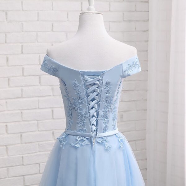 Long Blue Bridesmaid Sisters Dress One-shoulder Evening Dress