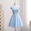 Long Blue Bridesmaid Sisters Dress One-shoulder Evening Dress