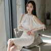 Women's Gauze Stitching Evening Dress Strapless Banquet One-step Dress And Hip Slim Fit