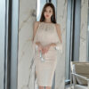 Women's Gauze Stitching Evening Dress Strapless Banquet One-step Dress And Hip Slim Fit