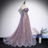 Tube Top Evening Dress Female Purple Trailing Dress