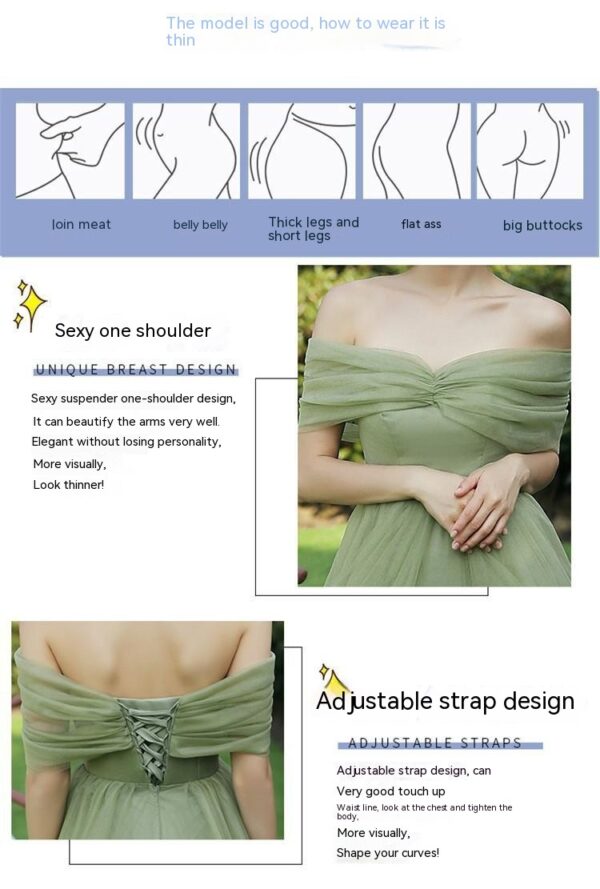 Off-shoulder Bridesmaid Group Evening Dress Host's Dress Women