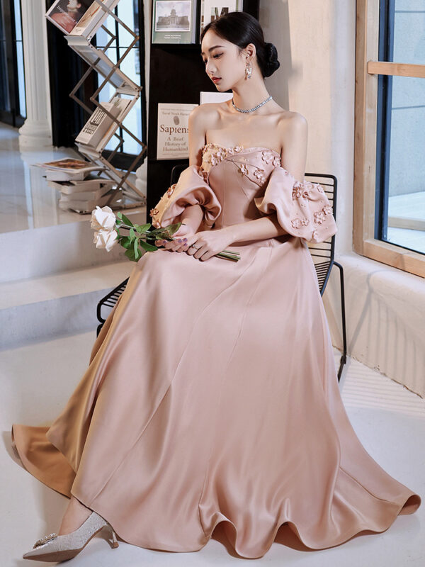 Tube Top Ladies Banquet Long Host Art Examination Evening Dress