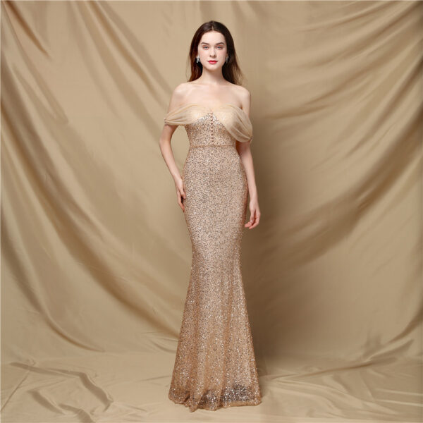 Women's Elegant Banquet Classic Mermaid Velvet Evening Dress